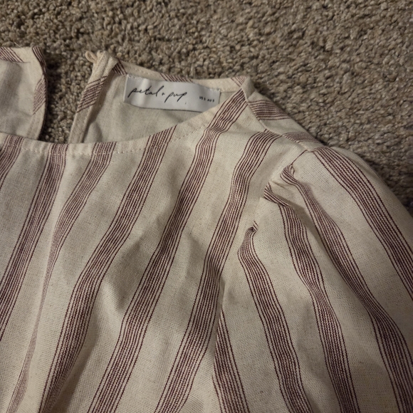 Petal & Pup Striped Cream and Maroon Midi Dress - Picture 3 of 3